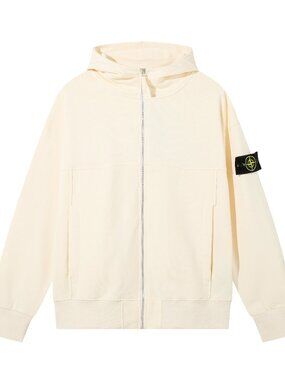 Stone Island Off-White Zip-Up Hoodie